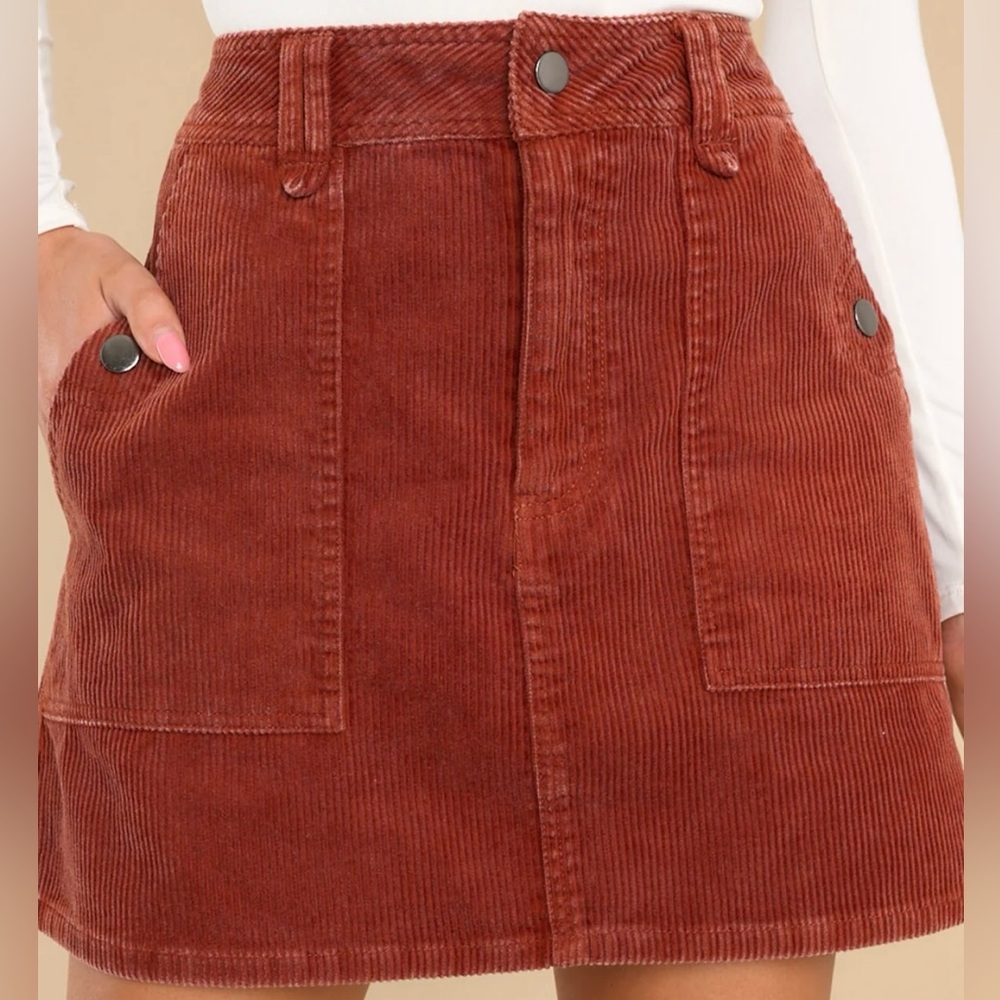 Red Dress Boutique - Corduroy Skirt Rust, Size L